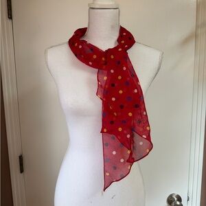 Vtg 80’s Polka Dot Red Scarf